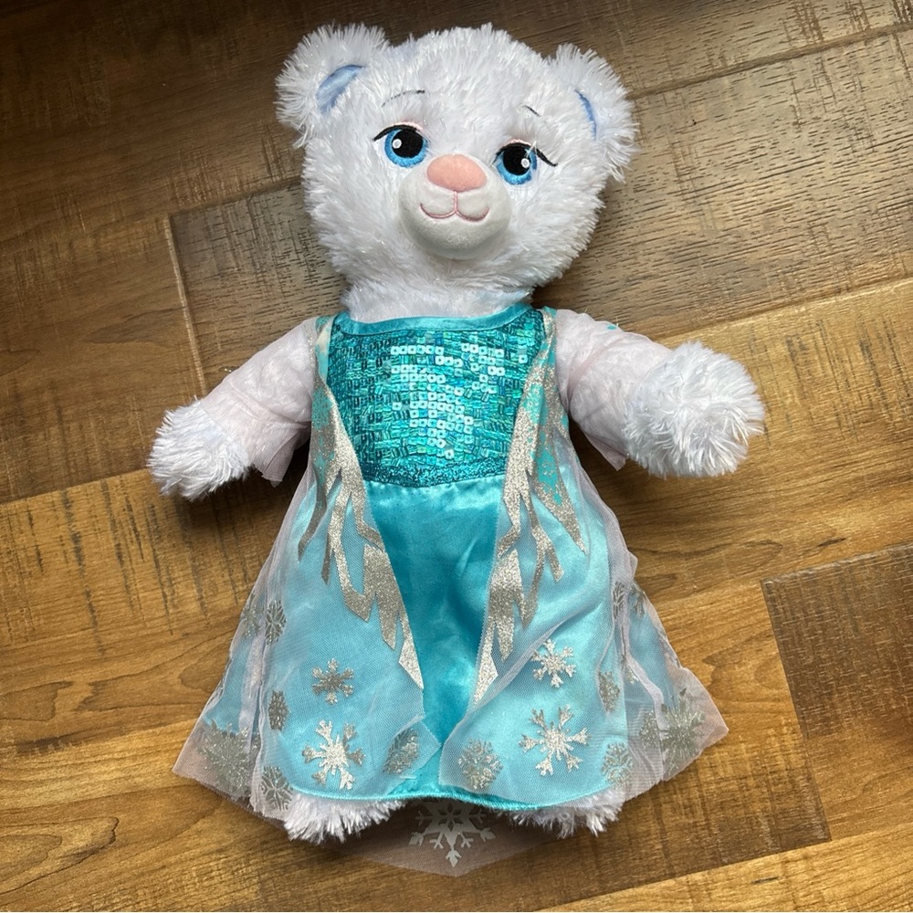 Build A Bear Workshop Disney Elsa Frozen II bear in princess dress costume GUC